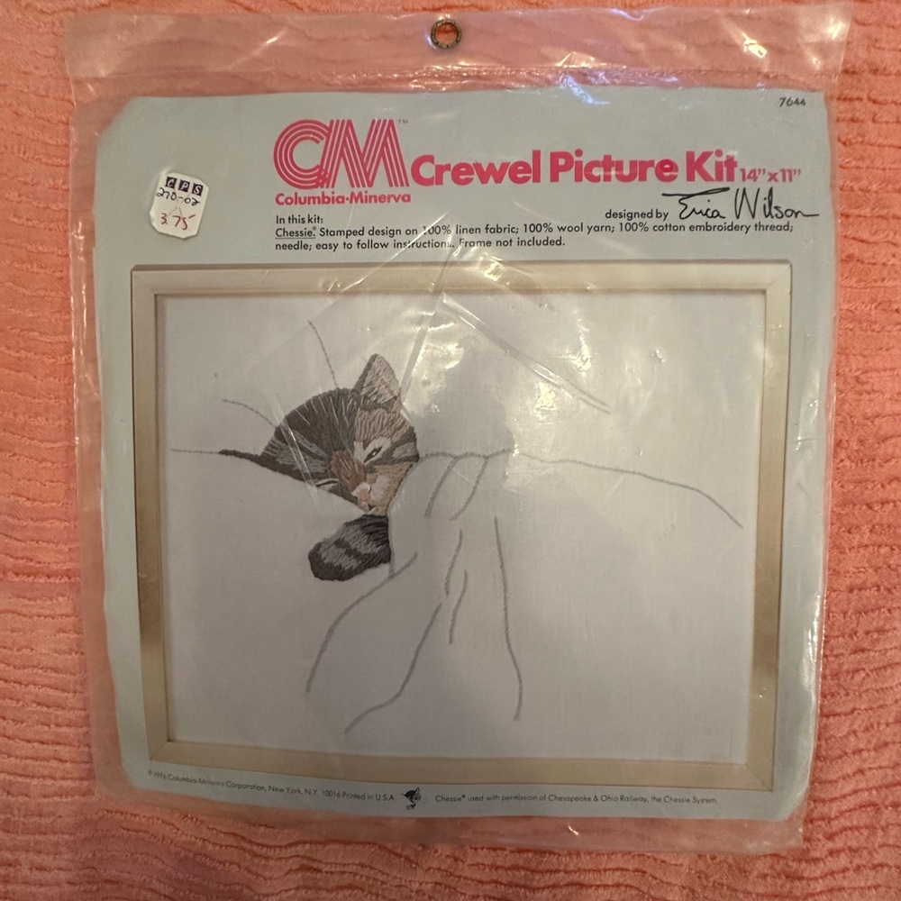 Columbia Minerva Crewel Kit, Chessie Cat, Kit 7644